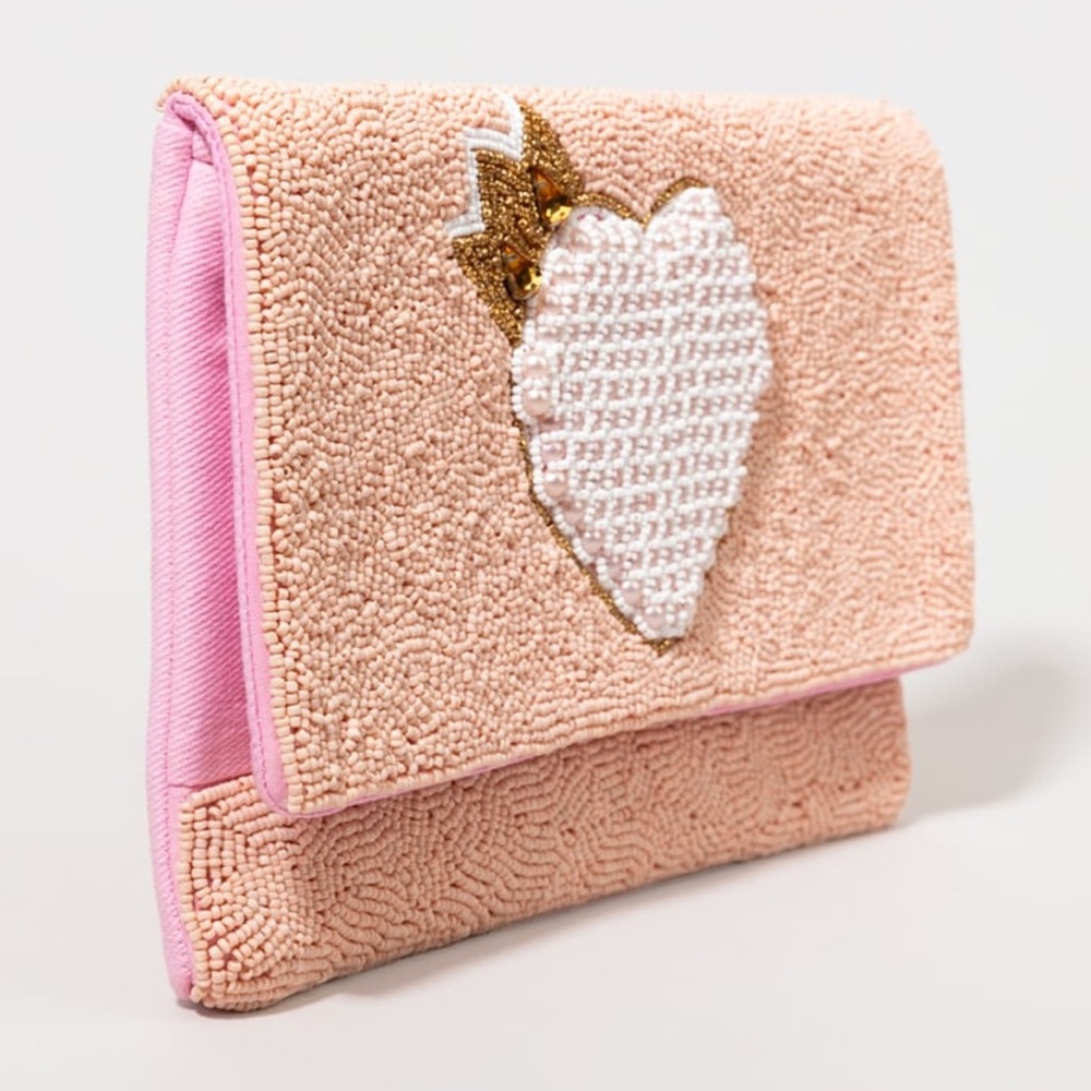 Brittany Beaded Crowned Heart Clutch Purse